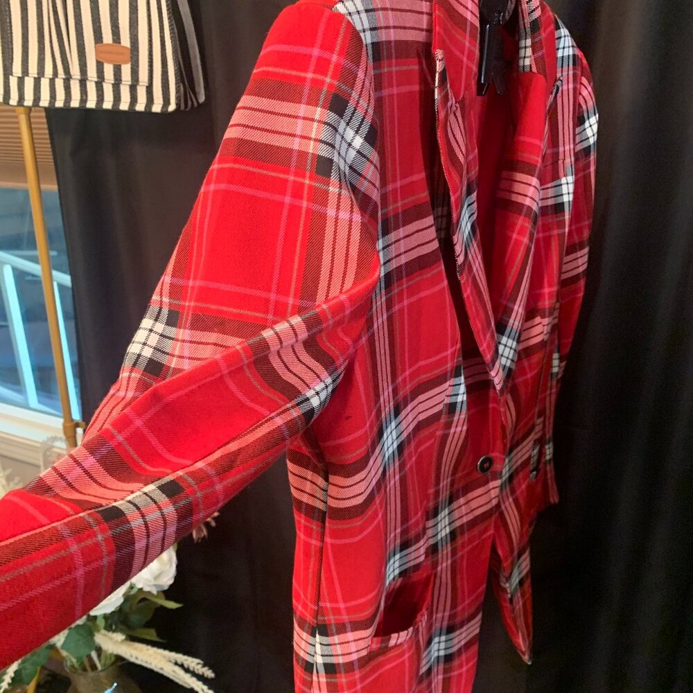 ❤️HP🌺🌟NY&C Haymarket Check Red Blazer XL Petite (ECU) - Picture 4 of 10